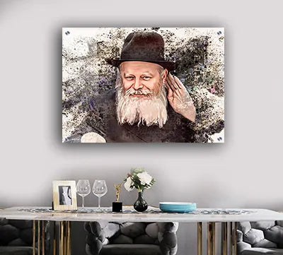 289 - ציור גרפיטי צבעוני של הרבי מליובאוויטש על קנבס או זכוכית מחוסמת