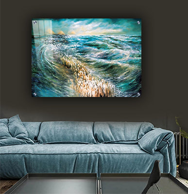 2067 - ציור יודאיקה של קריעת ים סוף להדפסה על קנבס או זכוכית מחוסמת