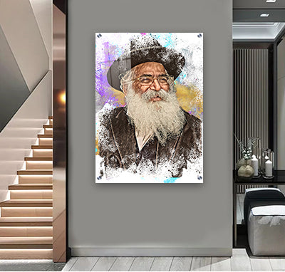 1795 - ציור פופ ארט צבעוני של הרב יורם אברג'ל על קנבס או זכוכית