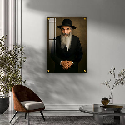 1669 - תמונה של רבי דוד אבוחצירא מנהריה על קנבס או זכוכית