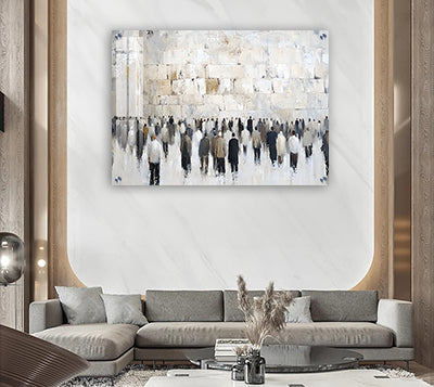 2029 - ציור קלאסי של הכותל בגוונים עדינים על קנבס או זכוכית