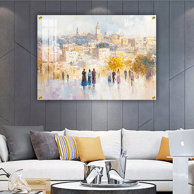 2087 - ציור של חומות ירושלים על קנבס או זכוכית מחוסמת