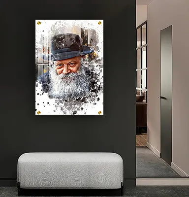 237 - ציור גרפיטי צבעוני של הרבי מליובאוויטש על קנבס או זכוכית