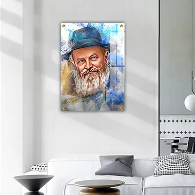 410 - ציור גרפיטי מודרני של הרבי מלובביץ על קנבס או זכוכית מחוסמת