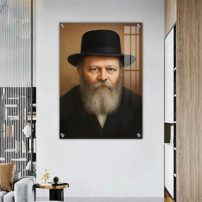 450 - ציור דיוקן של הרבי מלובביץ' על קנבס או זכוכית