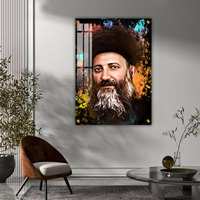 5468 - ציור פופ ארט מודרני של הרב קוק להדפסה על קנבס או זכוכית מחוסמת