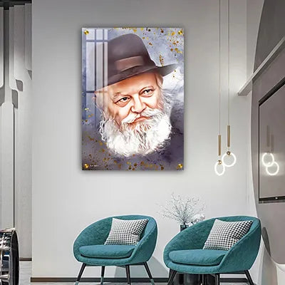 690 - ציור מיוחד של הרבי מליובאוויטש על קנבס או זכוכית מחוסמת