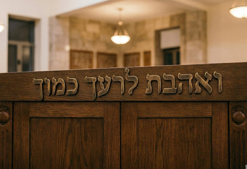 ואהבת לרעך כמוך – שלט מתכת תלת-ממדי בהתאמה אישית | ברונזה, פליז ועוד 10+ צבעים | Indoor & Outdoor