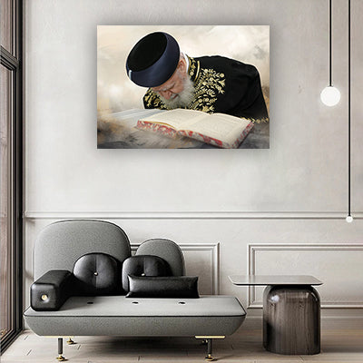 1529-תמונה של הרב עובדיה יוסף מתפלל על קנבס או זכוכית