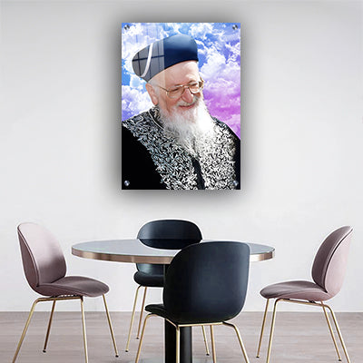 1628 - תמונה של הרב מרדכי אליהו מחייך להדפסה על קנבס או זכוכית