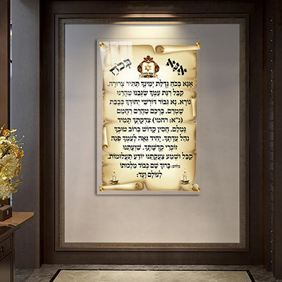 2604 - תמונה מעוצבת של ברכת אנא בכוח על רקע דמוי קלף להדפסה על קנבס או זכוכית