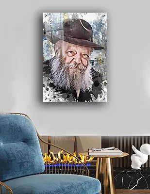 593 - ציור פופ ארט מודרני של הרבי מליובאוויטש על קנבס או זכוכית מחוסמת