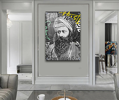 1483 - ציור פופ אפ גרפיטי מודרני של הבן איש חי על קנבס או זכוכית