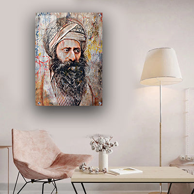 1482 - ציור פופ אפ גרפיטי מודרני של הבן איש חי על קנבס או זכוכית