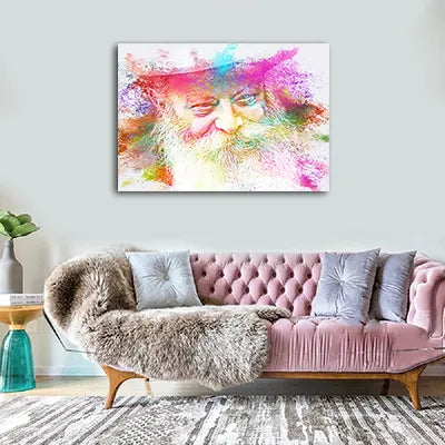 584 - ציור מיוחד וצבעוני של הרבי מליובאוויטש על זכוכית או קנבס