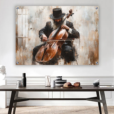 2017 - ציור אמנותי של חסיד מנגן בכינור על קנבס או זכוכית