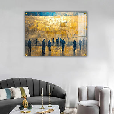 2020 - ציור של הכותל בגווני זהב על קנבס או זכוכית מחוסמת