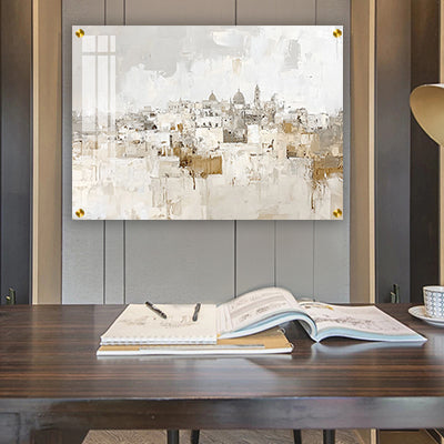 2021 - ציור אבסטרקט של חומות ירושלים על קנבס או זכוכית מחוסמת