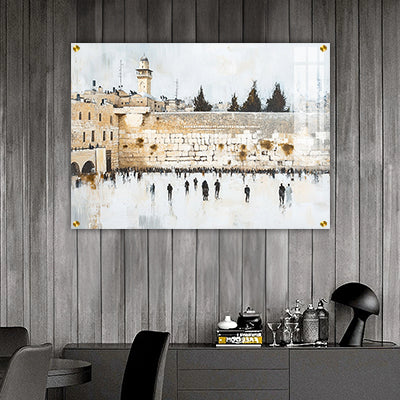 2061 - ציור של הכותל בגוונים בהירים על קנבס או זכוכית