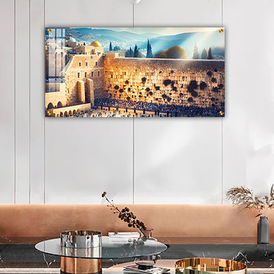 3106 - ציור פנורמי של הכותל המערבי באור יום על קנבס או זכוכית מחוסמת