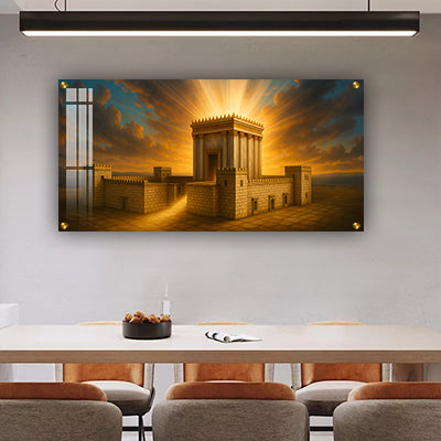 3147 - תמונה פנורמית של בית המקדש בשקיעה על קנבס או זכוכית