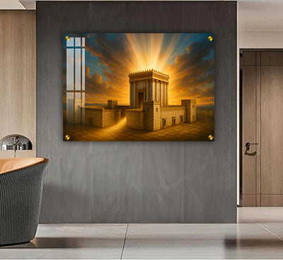 3147 - ציור של בית המקדש בשקיעה על קנבס או זכוכית