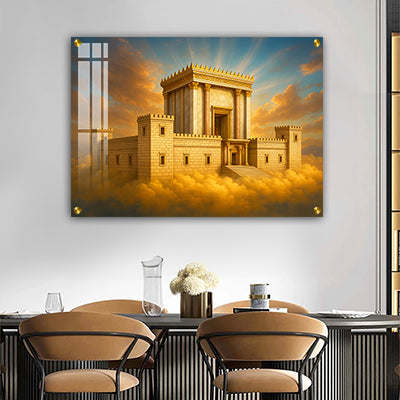 3146 - ציור של בית המקדש בשקיעה על קנבס או זכוכית