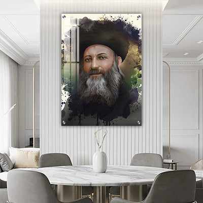 5455 - ציור צבעוני של הרב קוק על קנבס או זכוכית מחוסמת