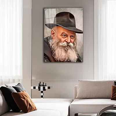 686 - ציור מיוחד של הרבי מליובאוויטש על קנבס או זכוכית מחוסמת