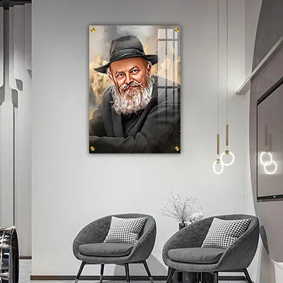 723 -  ציור מודרני של הרבי מלובביץ על קנבס או זכוכית מחוסמת