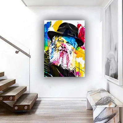 583 - ציור פופ אפ צבעוני של הרבי מליובאוויטש על זכוכית או קנבס