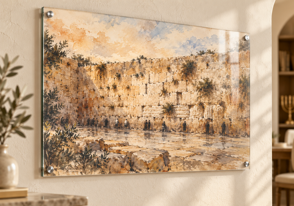 הכותל המערבי – תמונת ירושלים על זכוכית – מבט חזיתי