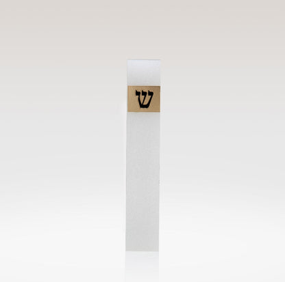 בית מזוזה זכוכית אקריליק בעיצוב אומנותי בשילוב ש מקראית ציפוי זהב