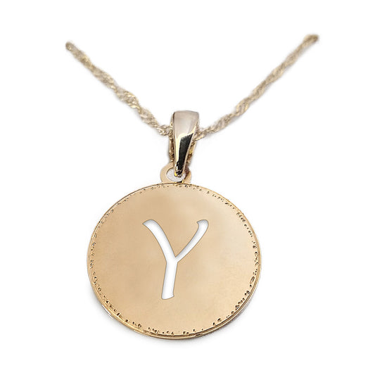 שרשרת תליון עגול אות Y